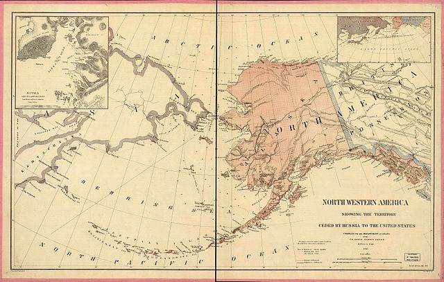 A map of the Alaskan territory at the time of its sale to the United States.