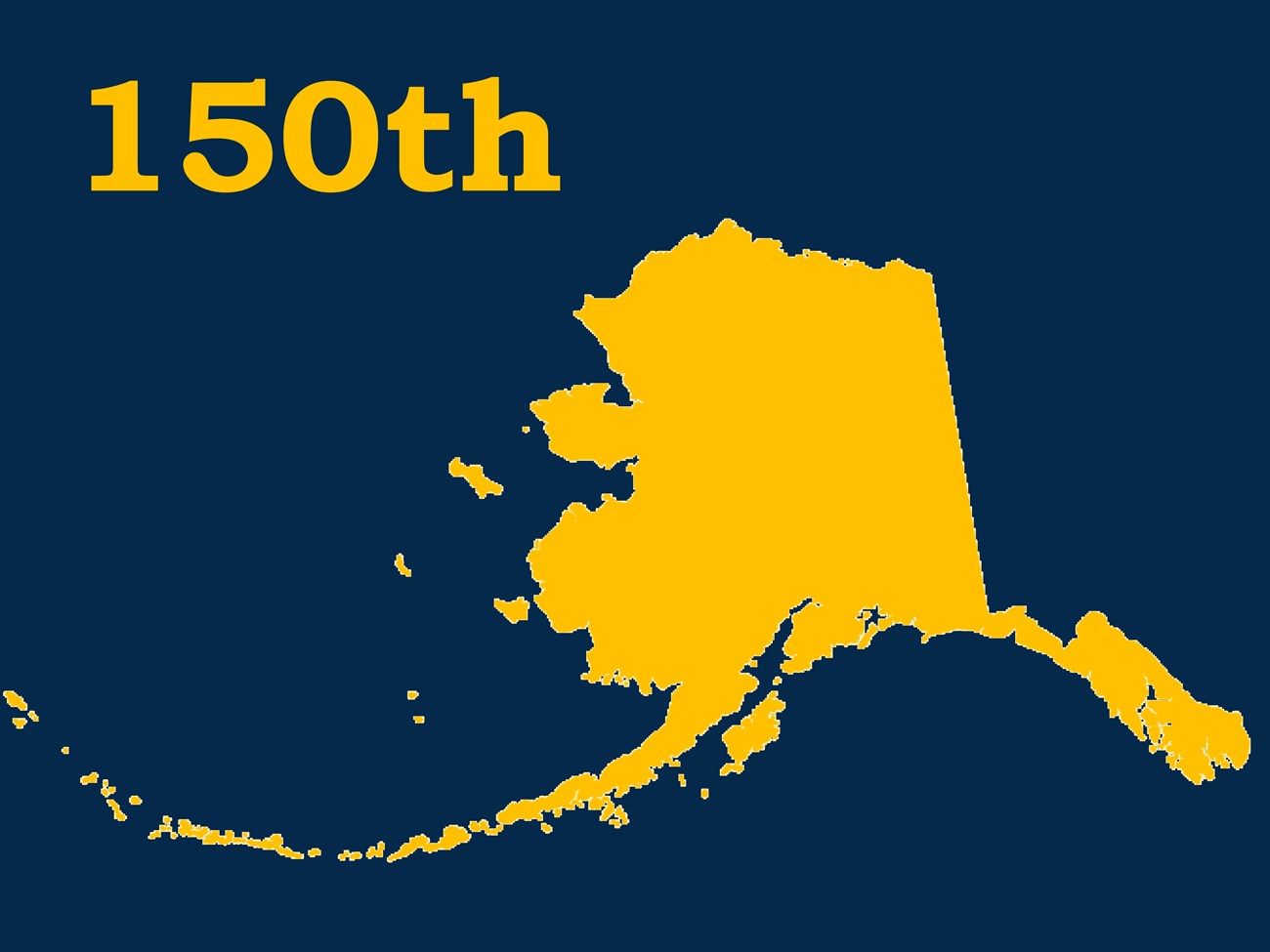 Alaska state image with 150th written text