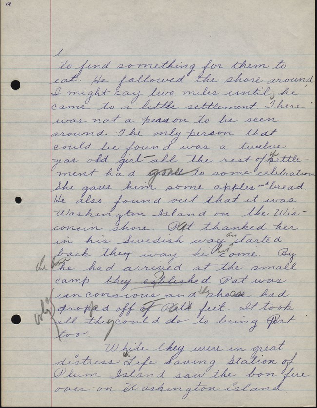 Cursive writing of Elizabeth Robinson on lined piece of paper Story is page text