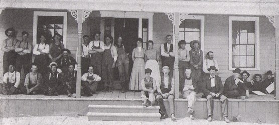 Workers on the porch of the Sleeping Bear Inn circa 1900