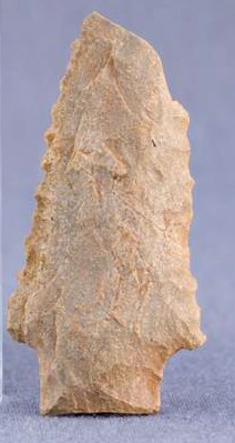 Arrowhead made of chiseled white rock