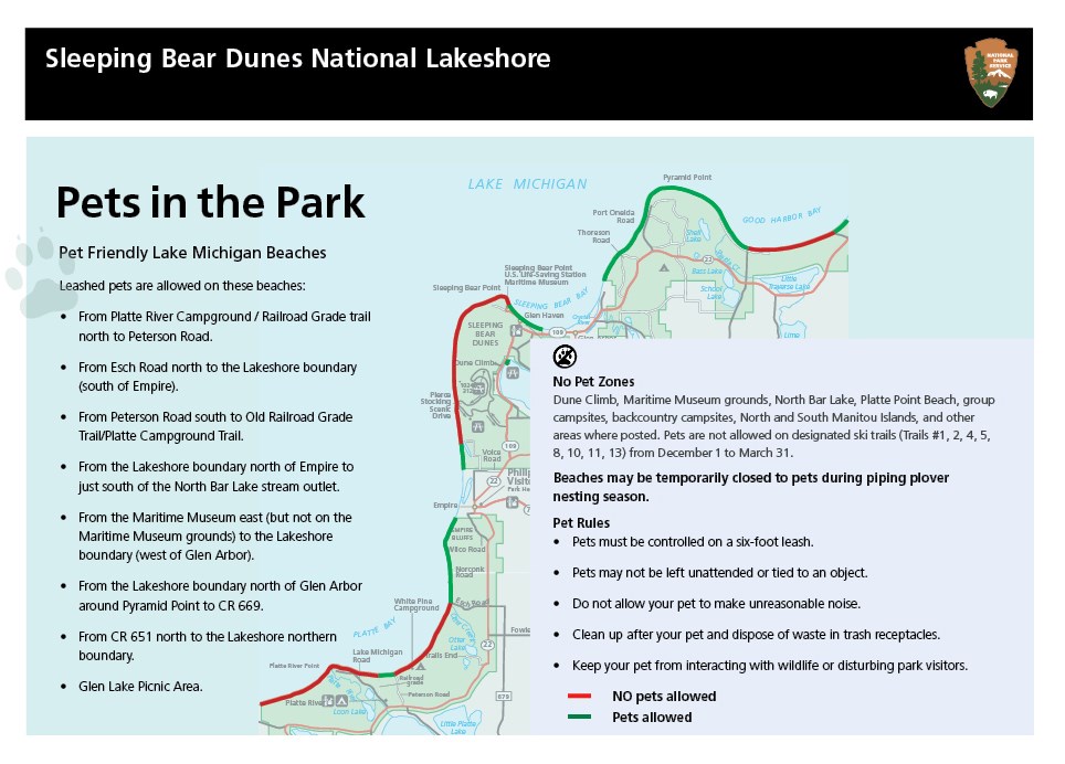 Map of park with pet areas and no pet areas marked