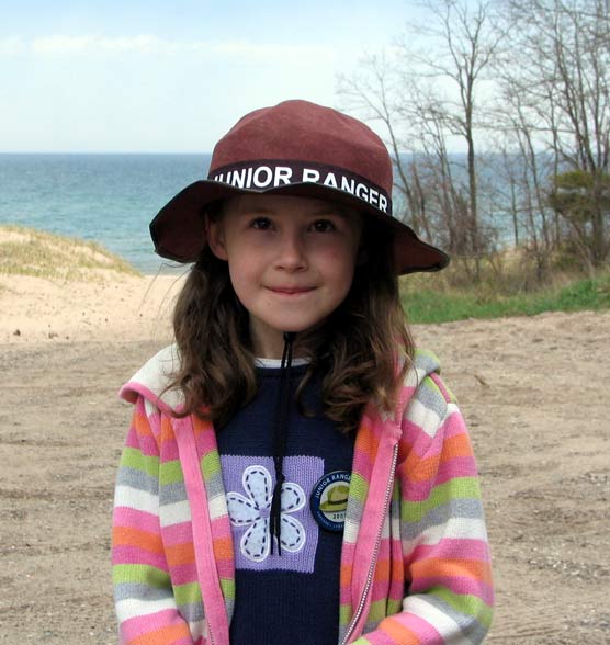 Junior Ranger Mackenzie Huffman, Traverse City, at Sleeping Bear Dunes National Lakeshore.