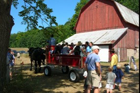 Horse-drawn wagon ride at the Port Oneida Fair