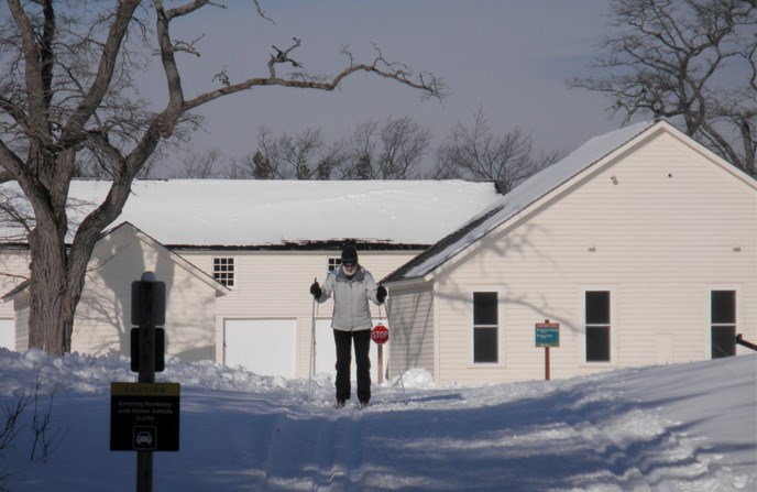 A cross-country skier glides through Glen Haven.