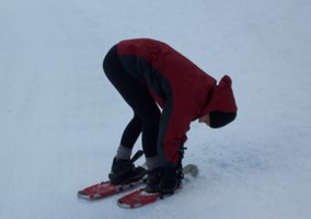 Putting on snowshoes is easy