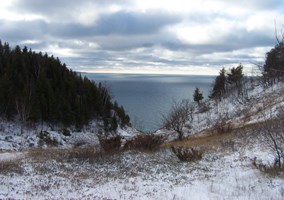 Winter view of Lake Michigan from the bluffs