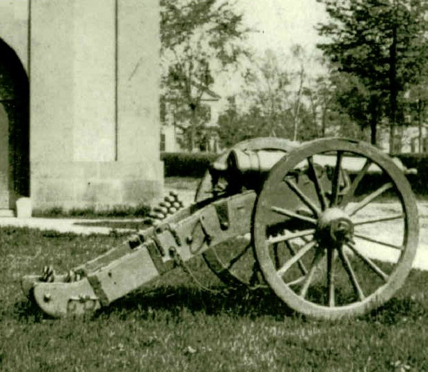French brass gun, on its original carriage, at Springfield Armory, circa 1860