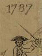 Detail of a 1787 American political cartoon describing the turmoil of the year 1787