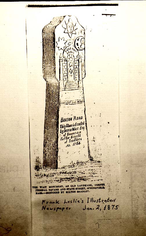 The Wait marker pictured for a newspaper in 1875