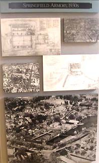 Displayed are maps of the Armory & a view of the Water Shops between the World Wars.