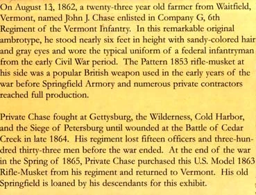 Pvt. John Chase was wounded at Cedar Creek, VA, in October 1864.