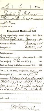 Pvt. Chase's mustering-out form with $6 purchase of the musket included