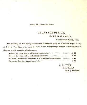 weapons price list 5 June 1865
