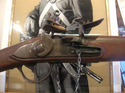 close-up of the flintlock