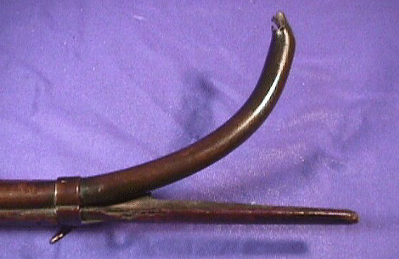 Close-up of muzzle end of battle-damaged M1861 rifle musket