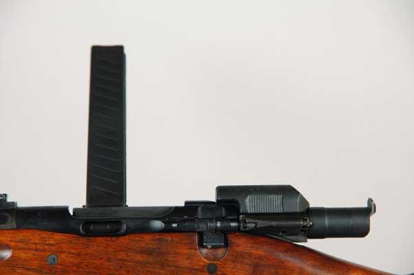 close-up of left side showing ejection port