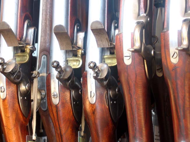 close-up of the M1816 and M1861 muskets