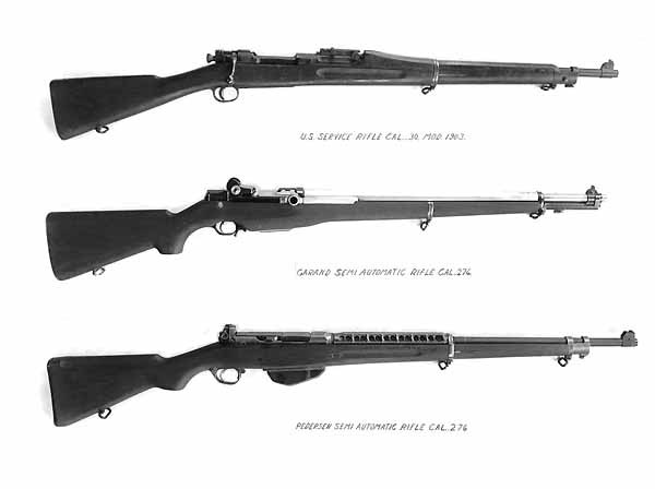 Pedersen T1 rifle at bottom