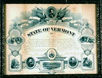 Pvt. Chase's Vermont service certificate