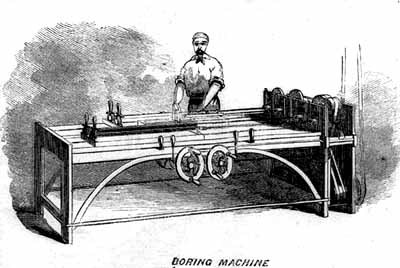 Drilling out the bore of a musket barrel, c1861 Drilling out the bore of a musket barrel, c1861