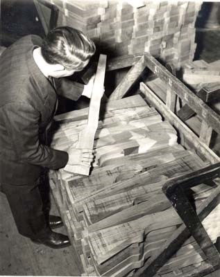 inspecting stock blanks WWII