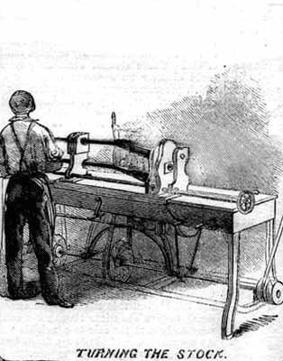Blanchard lathe in use, pre-Civil War