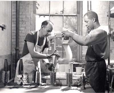 Preparing the wax forms for the plaster cast