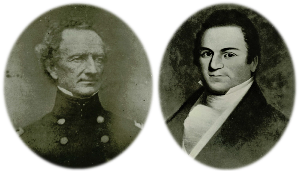 Two black and white portraits of men.