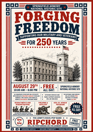 Image of Springfield Armory along with text describing the Forging Freedom special event