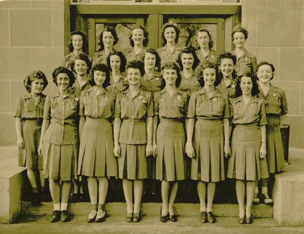 Women Ordnance Workers Springfield Armory Black and white image of three rows of women in uniform