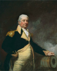 man dressed in colonial clothing in a formal protrait