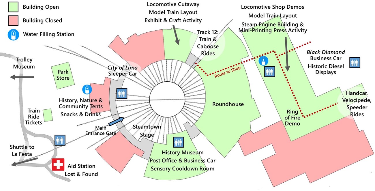 Railfest 2024 map for Visitors v5 color copy of site map for Steamtown NHS Railfest 2024. Map identifies key buildings and program areas