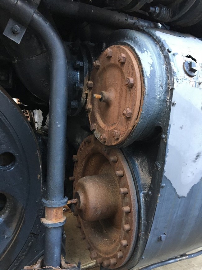 The cylinder heads on one of the steam chests for 4012.
