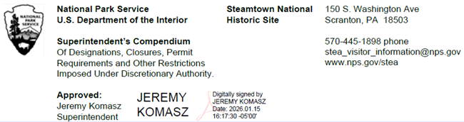 Screen capture of Steamtown Superintendent Signature dated Jan 15, 2026