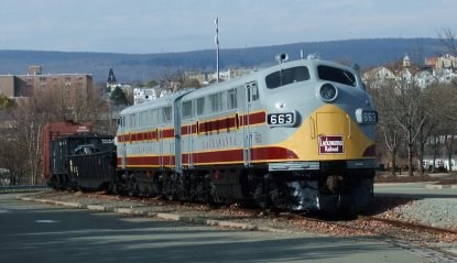 Lackawanna F3 freight consist on Steamtown display track Lackawanna F3 freight consist on Steamtown display track