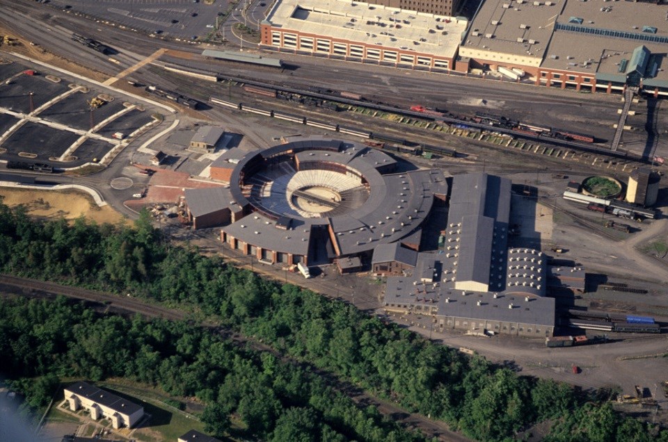Aerial image of Steamtown National Historic Site