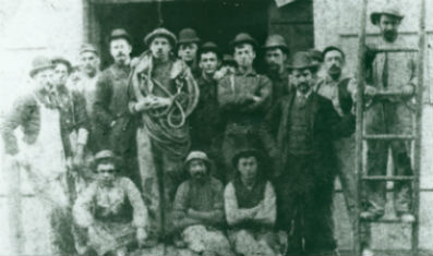 Construction workers who assembled the Statue on Bedloe's Island. Many of these workers were new immigrants.