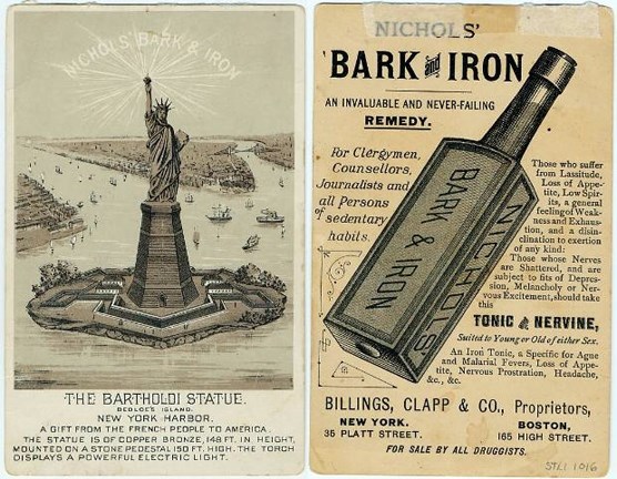 A trade card for Nichols’ Bark and Iron Tonic, circa 1880s.