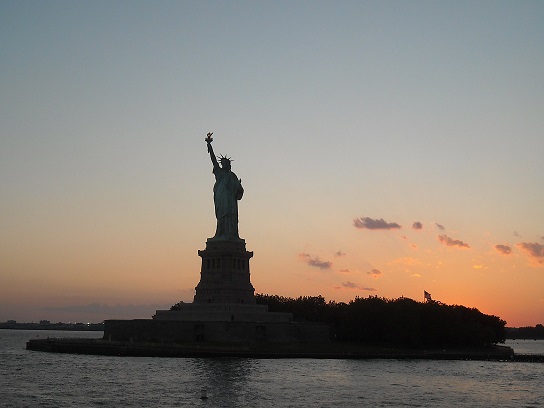 Left: the original Statue of Liberty in New York City. Right: the