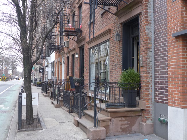 Former location of Oscar Wilde Bookshop, a brownstone building at Gay and Christopher Streets.