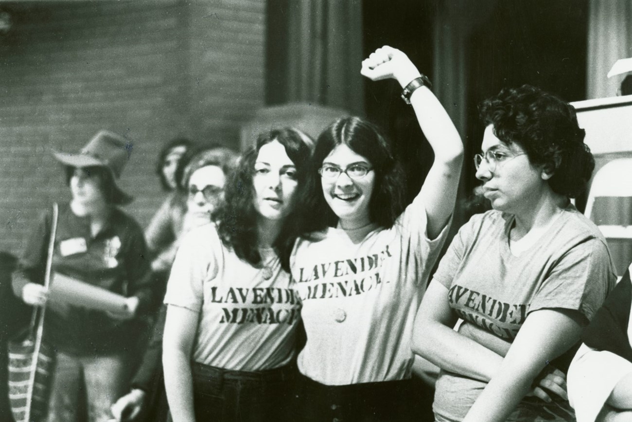 Martha Shelly, Fran Winant and Judy Reif of Lavender Menace at the Second Congress to Unite Women