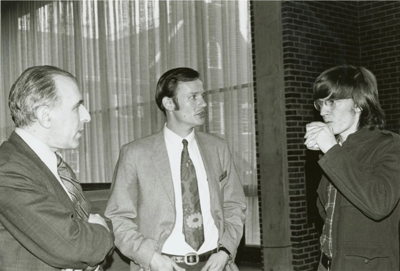 Frank Kameny, Randy Wicker, and Jim Owles at Gay Liberation Conference, 1971 Frank Kameny, Randy Wicker, and Jim Owles standing and talking to each other at Gay Liberation Conference, 1971
