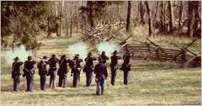 Union soldiers firing