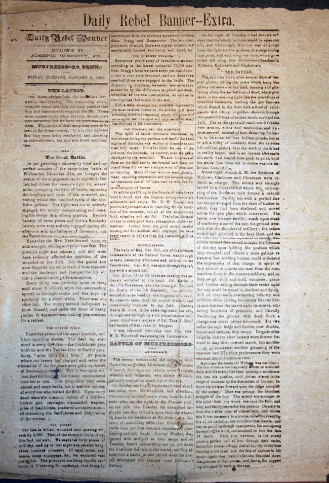 Newspaper page titled Daily Rebel Banner - Extra