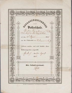German Volkschule Diploma