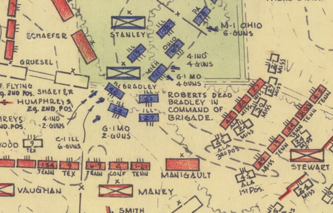 Troop movement map of where Miller fought.