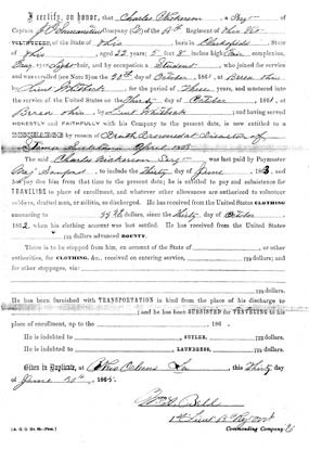 Enlistment document for Charles Nickerson