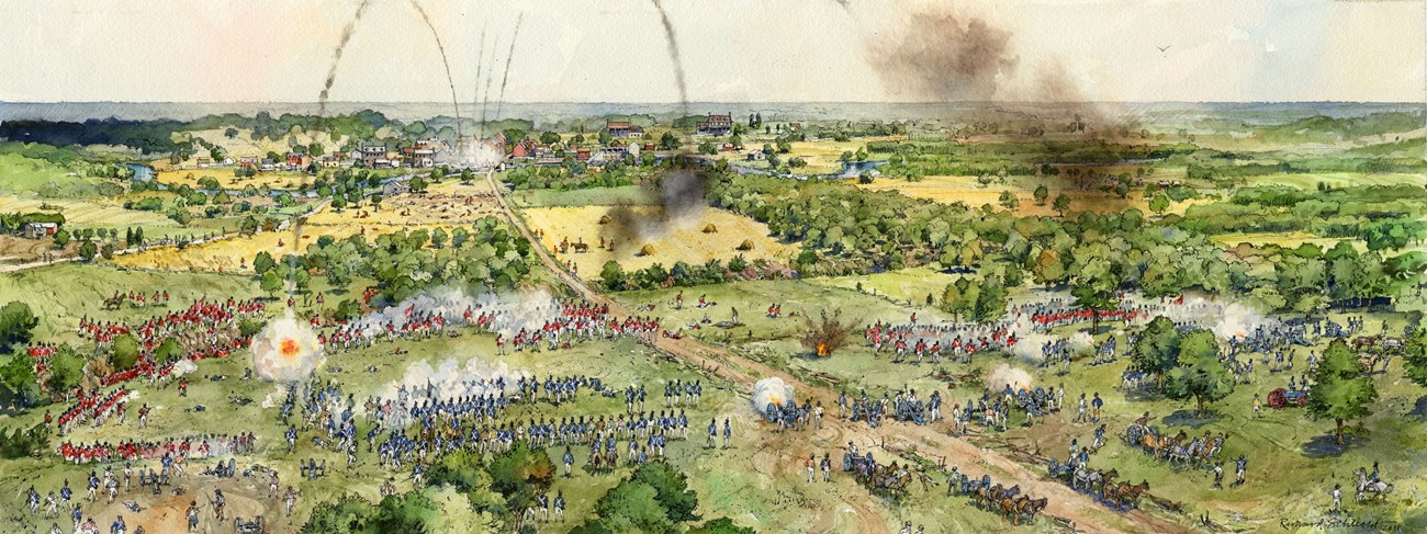 Aerial view of the Battle of Bladensburg.
