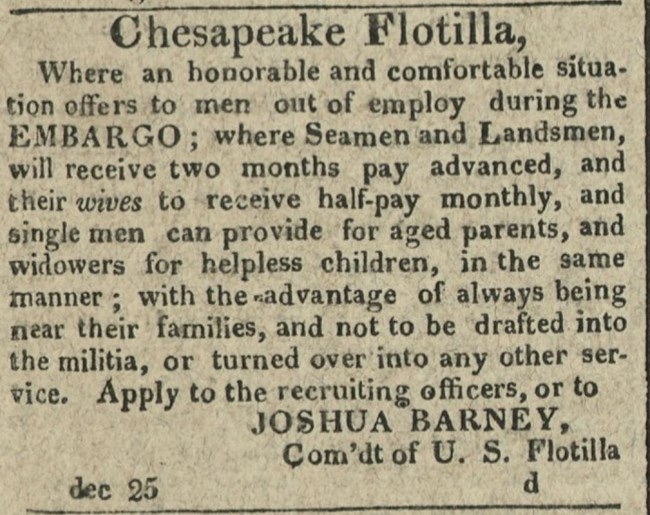 An image of an advertisement in an old newspaper from 1814.